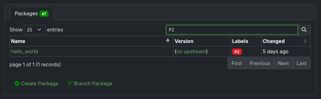 Search packages having specific labels Search packages having specific labels