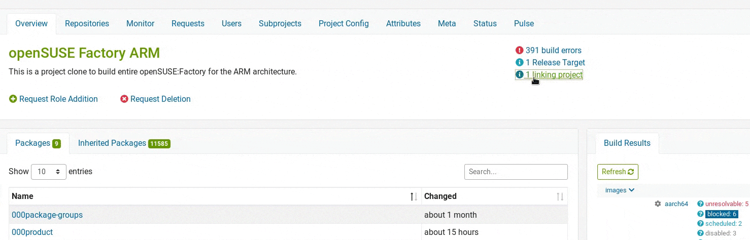 Linking Projects Modal