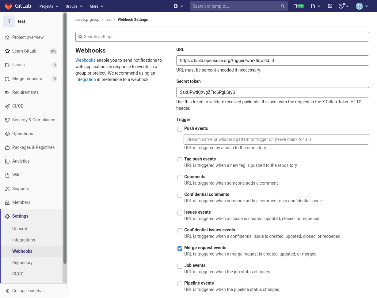 GitLab Webhook Form